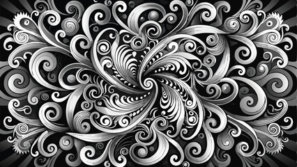 Fototapeta premium Ornate Swirls in Monochrome