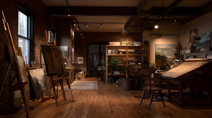 Elevate Creativity in Spacious Artist Loft Featuring Exposed Brick Walls and Industrial Chic Studio Style