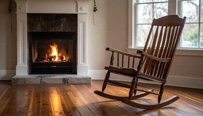 An empty rocking chair facing a quiet fireplace &ndash; Grief and Loss
