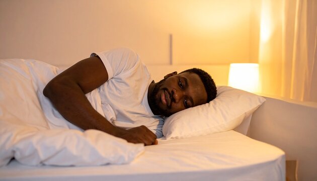 Homem negro deitado na cama
