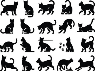 Cat Lover Icon Adorable Feline Silhouette Simple Clean Vector Set for Designers