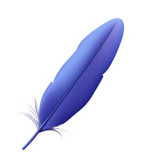 Vibrant blue feather with delicate texture and fine details, cut out - stock png.