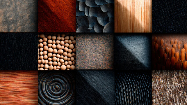 Abstract Design of Various Textured Materials in a Grid Pattern