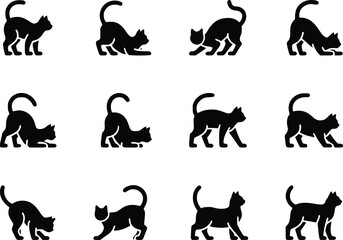 Cat Lover Icon Adorable Feline Silhouette Simple Clean Vector Set for Designers