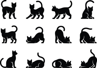 Cat Lover Icon Adorable Feline Silhouette Simple Clean Vector Set for Designers