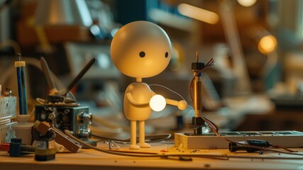 Stick Figure Performing a Physics Experiment: A stick figure adjusting lab equipment, testing physics theories using tools like pendulums or lasers to explore motion, gravity, or light.
