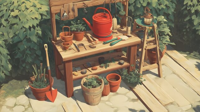 Engaging Gardening Station Featuring Child-Sized Tools and Raised Planter Beds Encouraging Early Horticultural Education Home