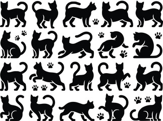 Cat Lover Icon Adorable Feline Silhouette Simple Clean Vector Set for Designers