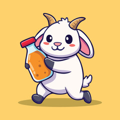 Fototapeta premium chubby kid carrying a bottle of orange juice