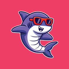 adorable shark wearing red glasses