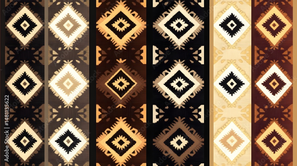 Poster vertical pattern of repeating diamond shapes in various shades.