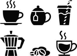 Coffee and Tea Diverse Drink Menu IconsBeverage Vector