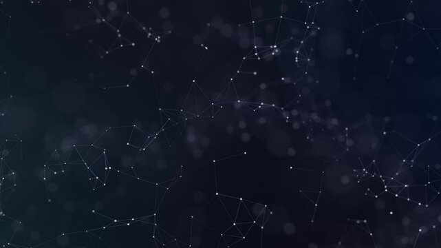 Plexus abstract network business technology blue science background loop. Abstract motion transform illustration background with shimmering light