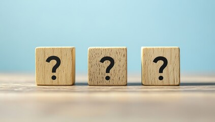Three wooden blocks with question marks (1)