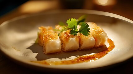 Steamed Rice Noodle Rolls with Chili Sauce