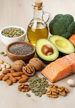 Healthy fats foods avocado nuts salmon oil