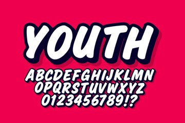 Modern graffiti font effect with highlight and shadow, youth style lettering font
