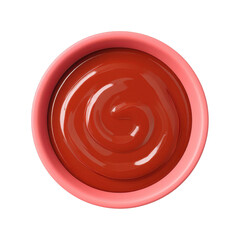Swirling red sauce in pink bowl, cut out - stock png.