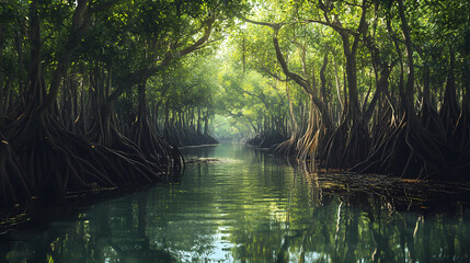Obraz premium tranquil mangrove dense scenery