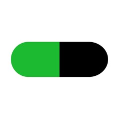 black and green pill icon isolated on white background. medicine capsule icon