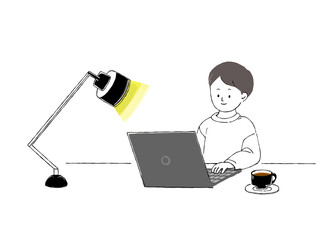 夜にPC作業する人