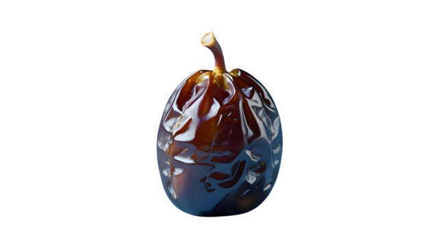 Isolated Medjool Date with Wrinkled Skin on Transparent Background