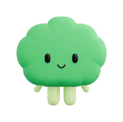 Obraz premium Cute green cartoon character with happy smile and simple design, cut out - stock png.