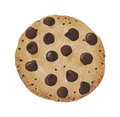 Fototapeta premium Delicious chocolate chip cookie with crispy edges and gooey center, cut out - stock png.