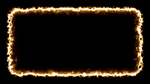 Animation Fiery frame. fire portal, glowing portal. Fire light, frame, neon fire rectangles frame, light effect. 4K video.