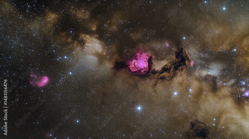 Poster cosmic nebulae and distant stars in a deep space view.