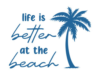 Fototapeta premium Tropical SVG design with palm tree and beach quote 