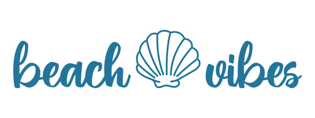 Beach vibes SVG design with handwritten text and seashell illustration. Perfect for summer quotes, t-shirts, vinyl crafts, and tropical-themed decor.

