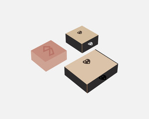 A gift packaging box vector set includes beautiful, editable illustrations of boxes in various shapes, sizes, this set offers a charming and versatile collection perfect for both print and online use.