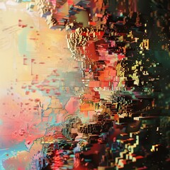 Fototapeta premium painter's palette dissolving into pixelated glitches on digital decay studio lighting .