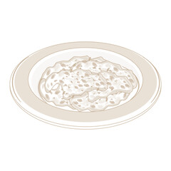 Vector Illustration Logo Line art Healthy Food Scrambled Eggs or omelet