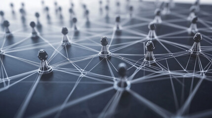 Network Nodes Connect with Lines in Abstract 3D Render, Illustrating Connectivity