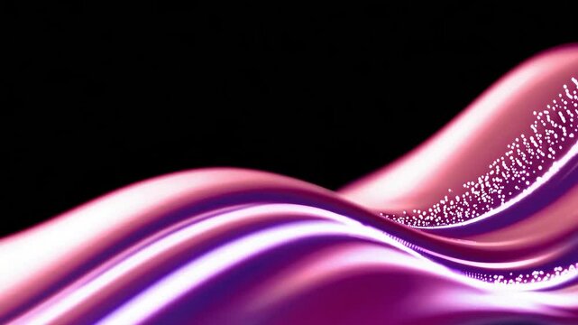 Flowing pink and purple abstract digital waves on black background, perfect for futuristic or artistic designs.