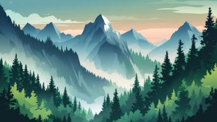 Obraz premium forest mountain background vector