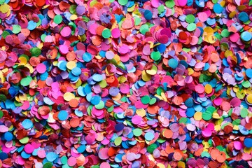 Brightly colored confetti fills the air during a joyful gathering.