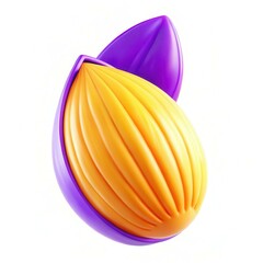 A vibrant, modern object featuring a combination of purple and orange, designed with sleek and textured patterns.