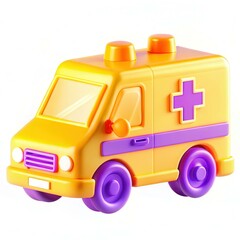A colorful toy ambulance with a bright design and playful features, perfect for children.