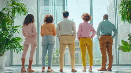 Teamwork from Behind - No Hands Visible in Modern Office - AI Generation