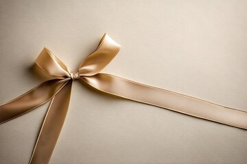 An elegant beige ribbon tied into a perfect bow on a smooth textured surface creating a sophisticated and minimalist aesthetic for gift wrapping