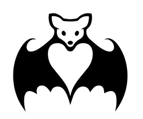 black bat with heart-shaped body
