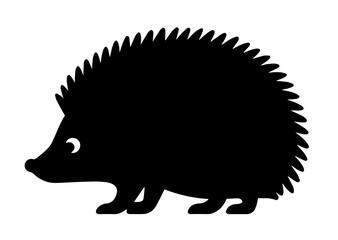 Cute Silhouette of a Hedgehog with Spiky Back. Forest Animal, Wildlife, Nature, Autumn and Woodland Creatures for Educational or Decorative Use