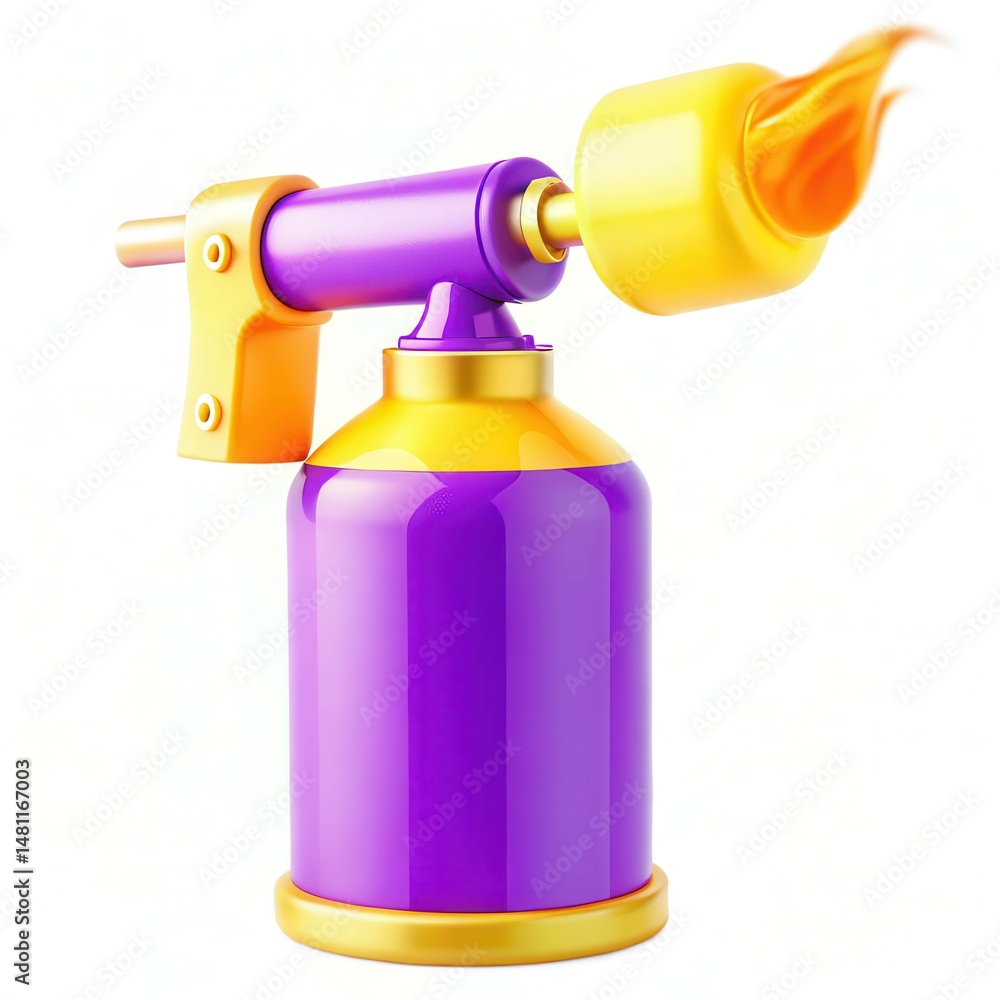 Poster a colorful torch with a flame, featuring a purple and yellow design, showcasing modern textures and 