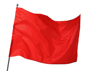 One red flag on white background. Mockup for design