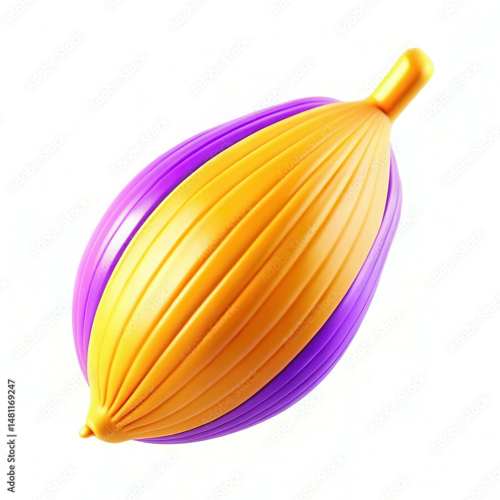 Poster a vibrant purple and orange decorative object with a unique shape and smooth texture, suitable for m