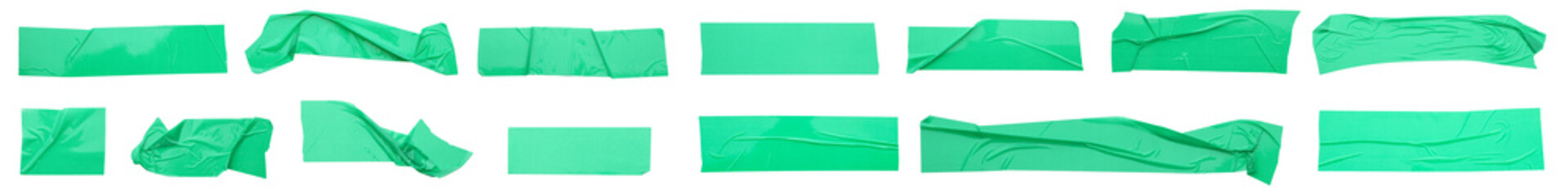Adhesive tape pieces isolated on white, set