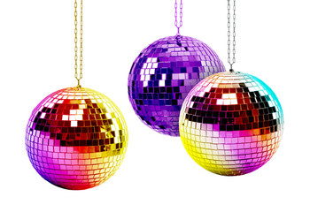 Different shiny disco balls on white background